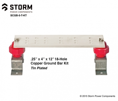 .25" x 4" X 12" Tin Plated Copper Ground Bar Kit with 18 ...